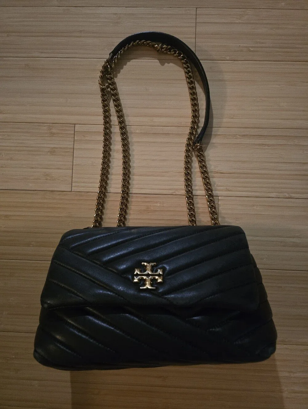 Tory Burch Black Kira Chevron Shoulder Bag
